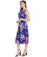 London Times Women's Floral-Print Fit & Flare Dress