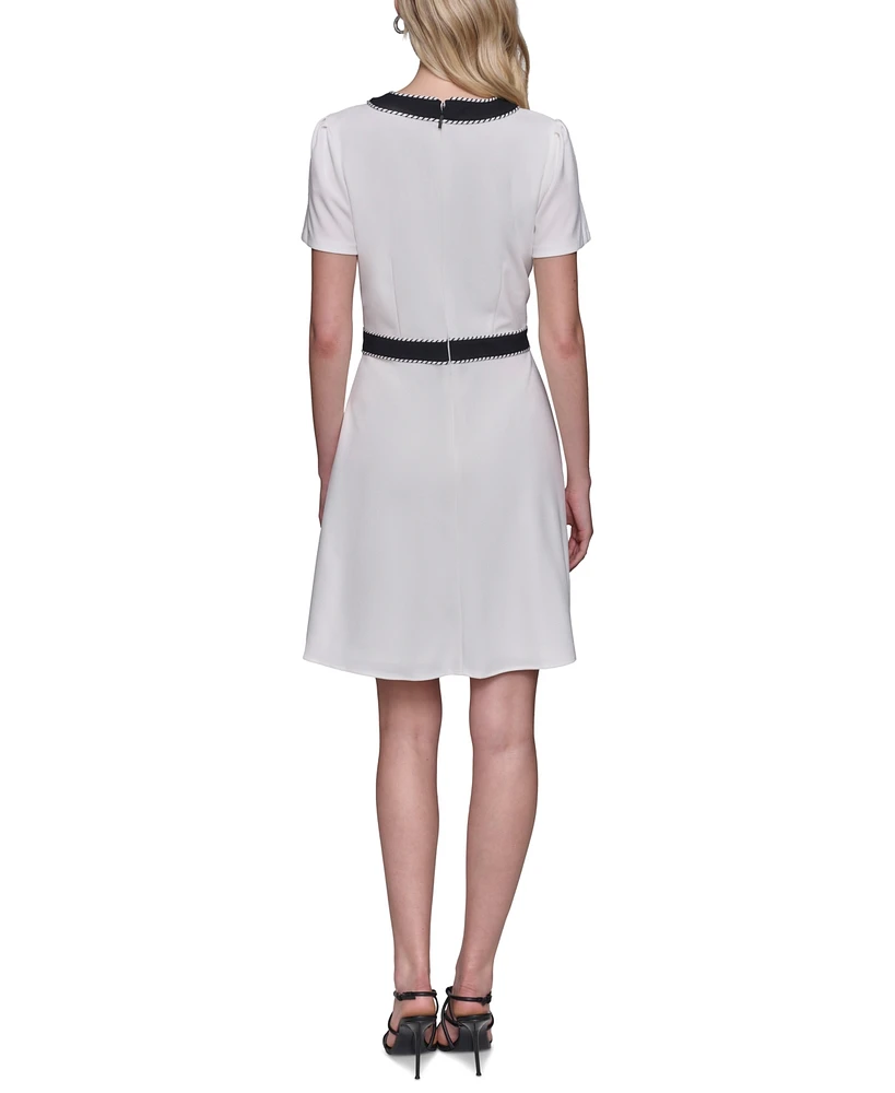 Karl Lagerfeld Paris Women's Two-Tone Button-Front Dress