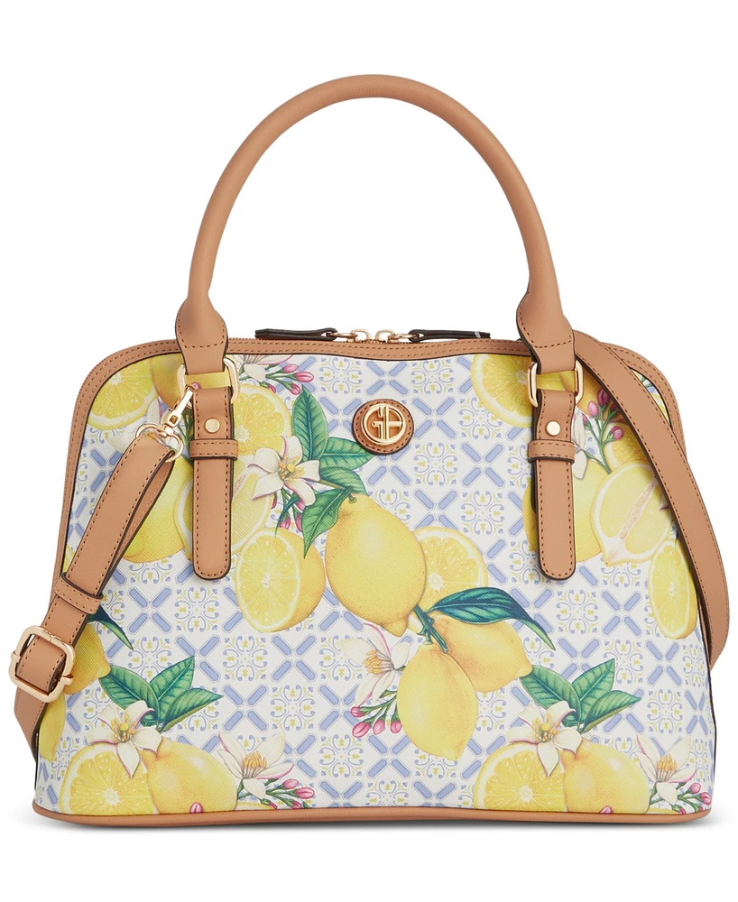 Giani Bernini Lemon Print Saffiano Medium Dome Satchel, Created for Macy's