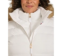 Tommy Hilfiger Plus Size Faux-Fur-Trim Hooded Puffer Coat, Created for Macy's