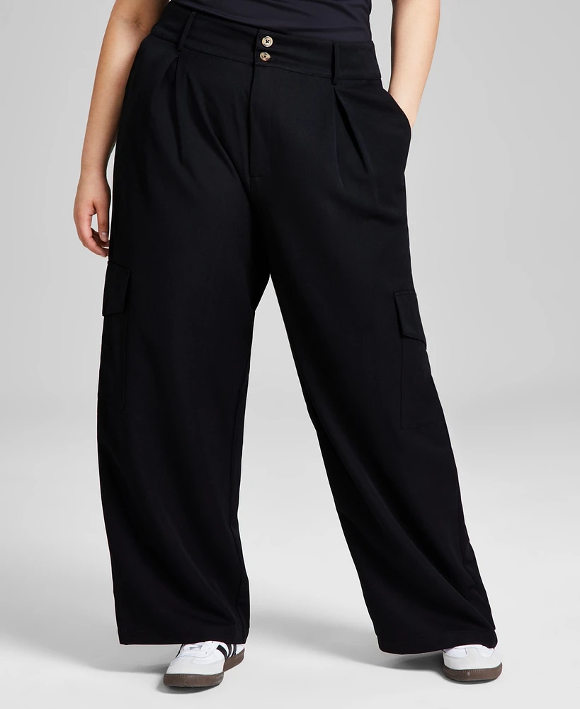 And Now This Trendy Plus Wide-Leg Pleated Cargo Pants