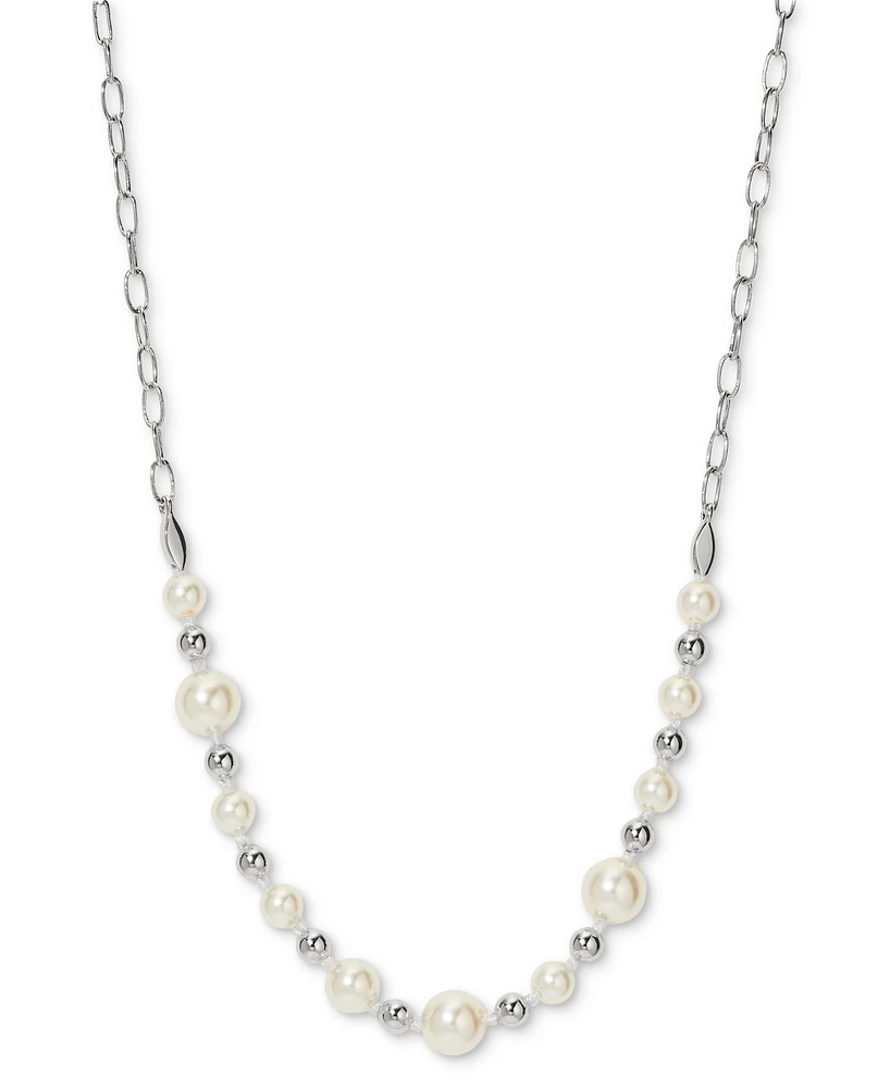 Ajoa by Nadri Silver-Tone Imitation Pearl Statement Necklace, 16" + 2" extender