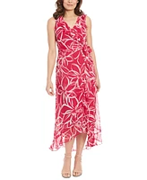 London Times Petite Floral-Print Ruffled Maxi Dress