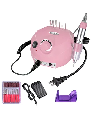 Byootique 30000RPM Pro Pink Electric Nail Drill File Buffer 6 Bits Manicure Pedicure Kit