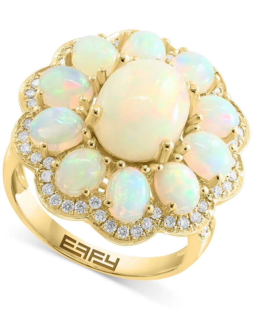 Effy Ethiopian Opal (5 ct. t.w.) & Diamond (3/8 ct. t.w.) Flower Cluster Ring in 14k Gold