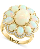 Effy Ethiopian Opal (5 ct. t.w.) & Diamond (3/8 ct. t.w.) Flower Cluster Ring in 14k Gold