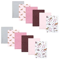 Hudson Baby Baby Girls Hudson Cotton Flannel Burp Cloths Bundle, Woodland Floral, One