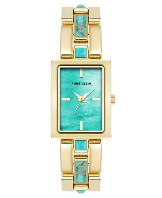 Anne Klein Women's Quartz Gold-Tone Alloy LinkTurquoise Bracelet Watch, 21mm