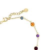 Effy Multi-Gemstone (3-1/3 ct. t.w.) & Turquoise Bezel Set Link Bracelet in 14k Gold