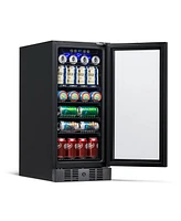 Newair 15" Built-in 96 Can Beverage Fridge in Stainless Steel with Precision Temperature Controls and Adjustable Shelves