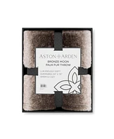 Aston & Arden Bronze Moon Faux Fur Throw Blanket, Soft, Furry Texture, Oversized Throw, 50x70, with Premium Gift Box