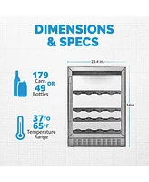Newair Flip Shelf 24" 179 Can or 49 Bottle, Built-in or Freestanding Wine and Beverage Fridge with Reversible Shelves and Precision Temperature Contro