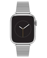 Anne Klein Women's Silver-Tone Stainless Steel Ribbed Bracelet designed for 38/40/41mm Apple Watch - Silver