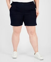 Style & Co Plus Size Mid Rise Pull-On Denim Shorts, Created for Macy's