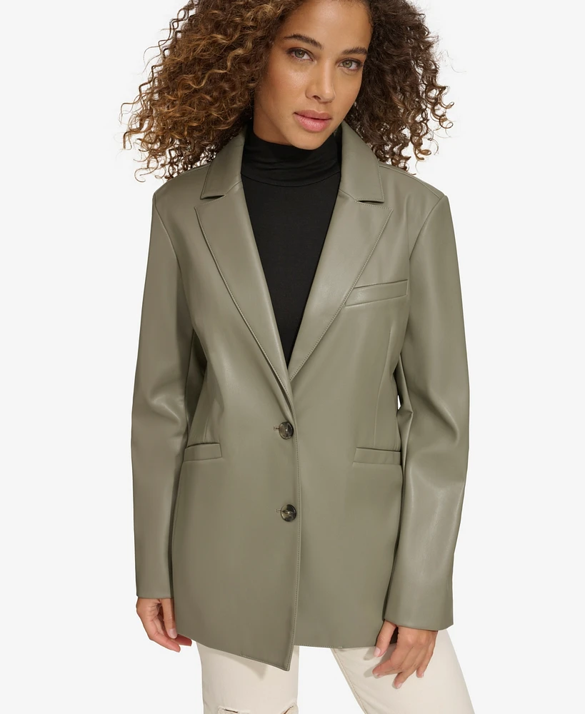 Levi's Women's Single-Breasted Faux-Leather Blazer