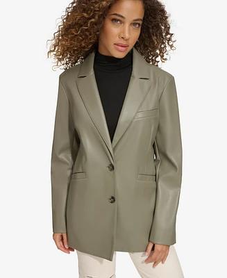 Levi's Women's Single-Breasted Faux-Leather Blazer