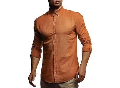 Leif Nelson Men's Short-Sleeved-Shirt, Summer-t-Shirt, Stand-up Collar, Cotton Casual-Shirt, Slim fit, Basic-Shirt, Leisure