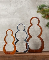 Nambe Metal & Wood 3-Piece Snowman Silhouette Set