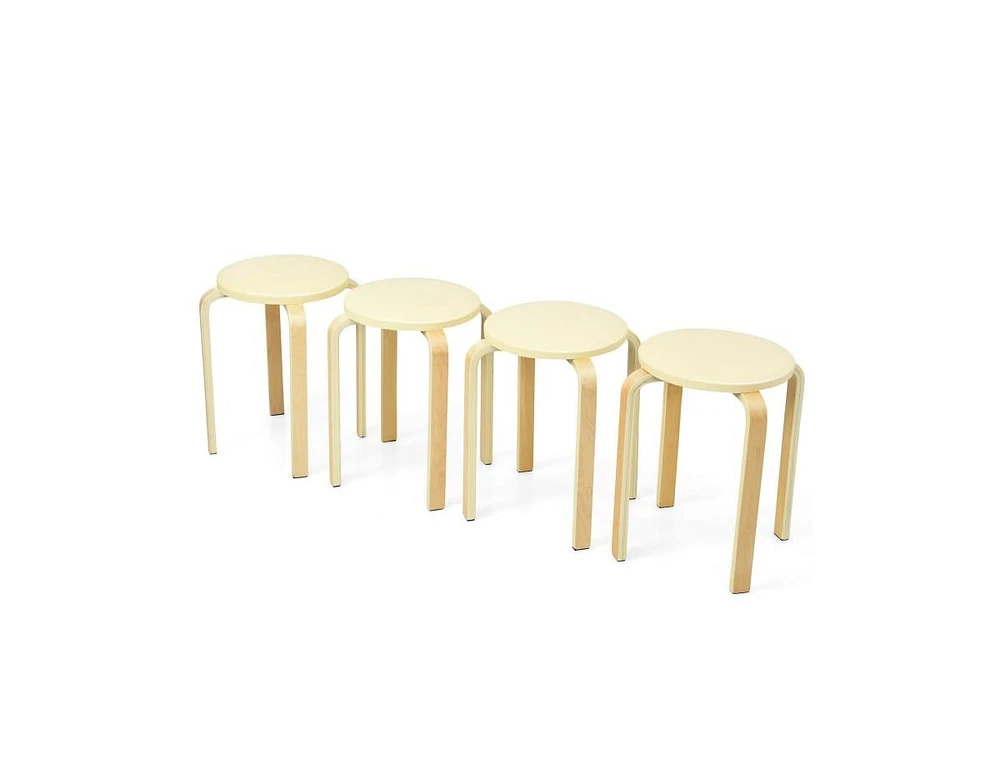Slickblue Set of 4 Bentwood Round Stool Stackable Dining Chairs with Padded Seat