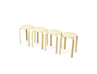 Slickblue Set of 4 Bentwood Round Stool Stackable Dining Chairs with Padded Seat