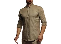 Leif Nelson Men's Short-Sleeved-Shirt, Summer-t-Shirt, Stand-up Collar, Cotton Men's Casual-Shirt, Slim fit, Short-Sleeved-Shirt, Basic-Shirt, Leisure