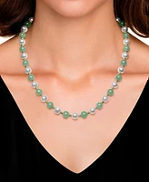 Cultured Freshwater Pearl and Dyed Jade Necklace in 14k Gold