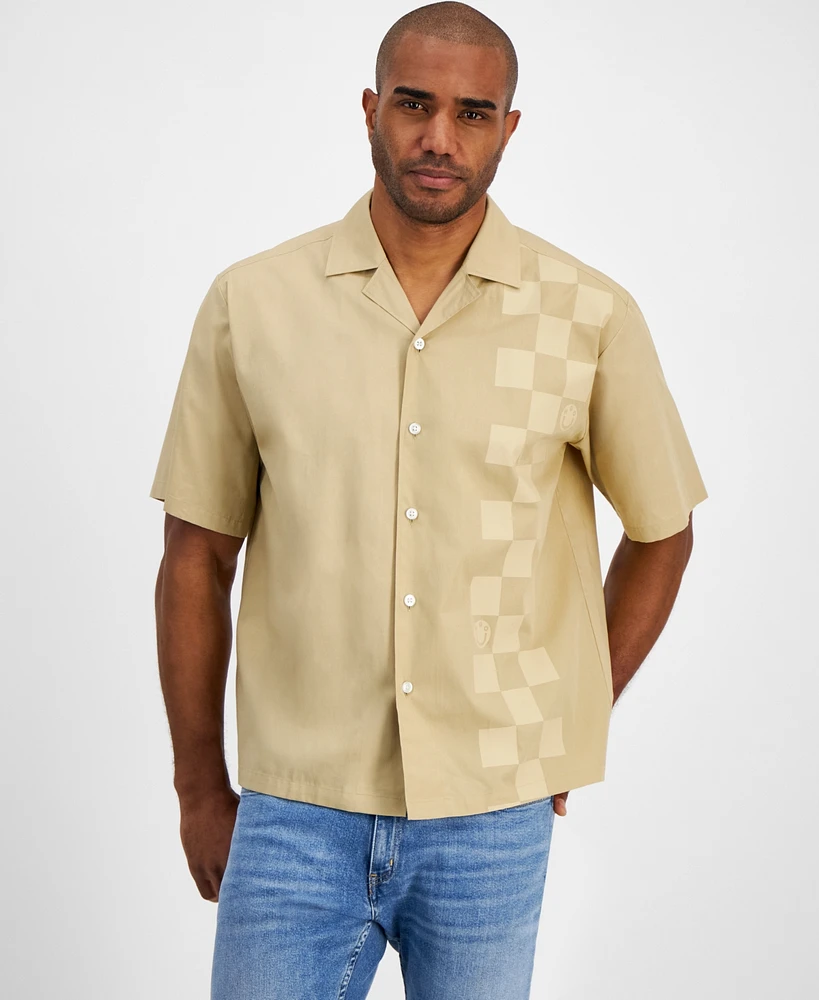 Hugo by Boss Men's Oversized Short Sleeve Check Button-Front Camp Shirt