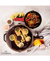 Cuisinel Cast Iron Skillet Set - 8" + 12"-Inch Frying Pan + Glass Lids