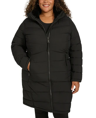 Calvin Klein Plus Hooded Zip-Front Puffer Coat