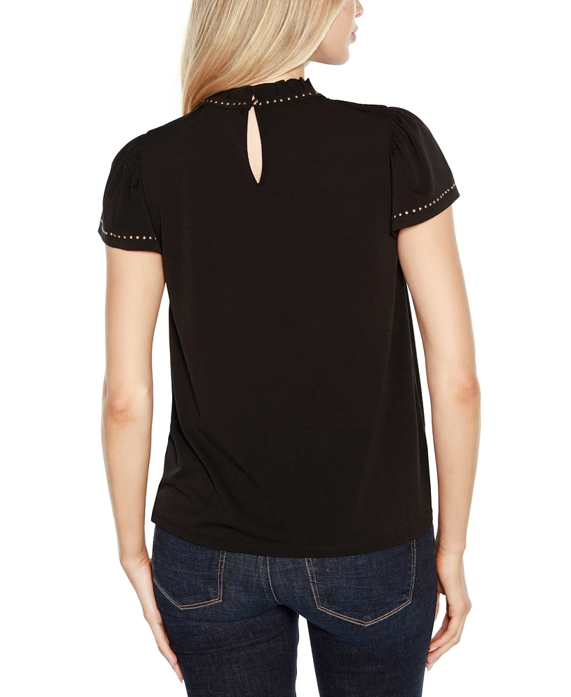 Belldini Black Label Embellished Cap-Sleeve Knit Top