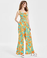 Bar Iii Women's Floral-Print Cutout Jumpsuit, Created for Macy's