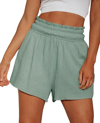 Cupshe Women's Smocked Paperbag Waist Shorts