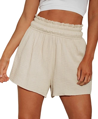 Cupshe Women's Smocked Paperbag Waist Shorts