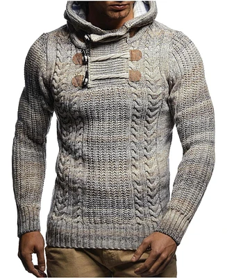 Leif Nelson Men's Knit Hoodie with Toggle Closures – High Collar Design