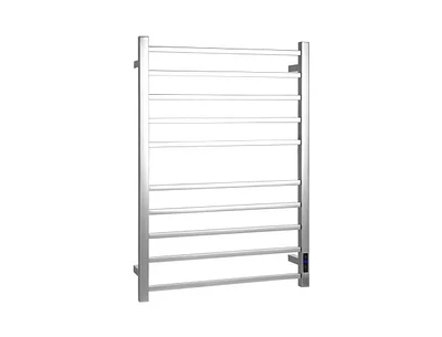 Slickblue 10 Bar Towel Warmer Wall Mounted Electric Heated Towel Rack with Built-in Timer-Silver