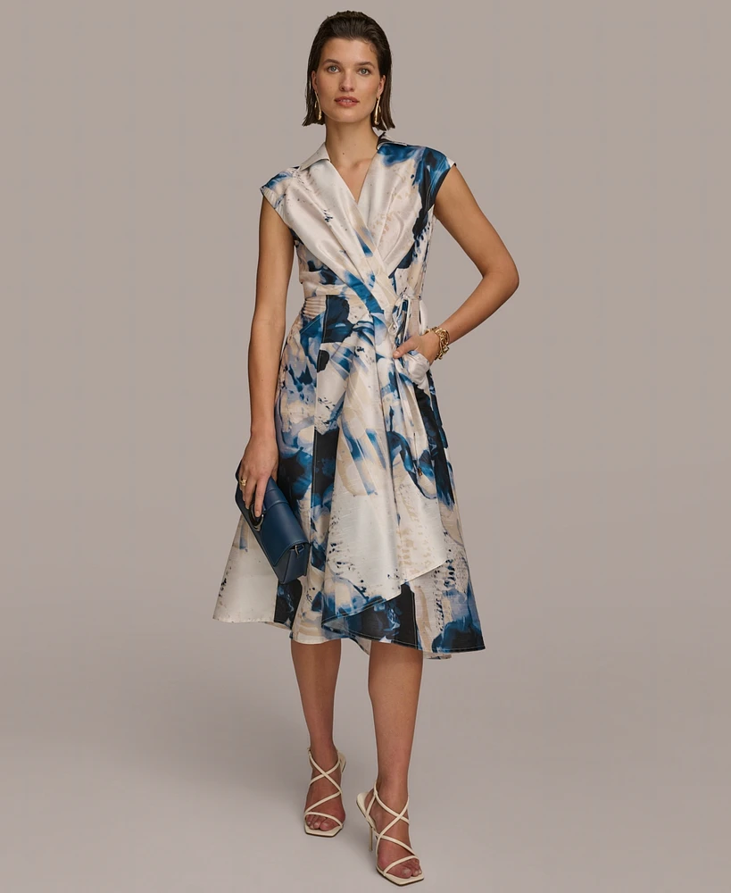 Donna Karan Women's Printed A-Line Wrap Dress