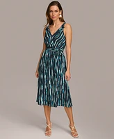 Donna Karan Women's Printed Belted A-Line Dress