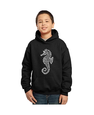 La Pop Art Boys Word Hooded Sweatshirt - Types of Seahorse