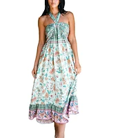 Cupshe Women's Floral Boho Halter Neck Maxi Beach Dress