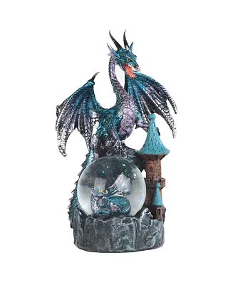 Fc Design 8"H Blue and Purple Dragon on Castle with Baby Dragon Snow Globe Figurine Home Decor Perfect Gift for House Warming, Holidays and Birthdays