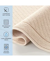 Host & Home Cotton Bath Rug, Stylish Textured Woven Design, Slip Resistant Backing, 5 Color Options, 2-Piece Set - 17x24 20x32