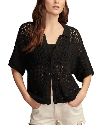 Lucky Brand Women's Cotton Pointelle Camp Shirt