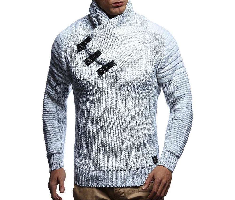 Leif Nelson Men's Knitted Pullover LN5225 size Xl, Black-Anthracite