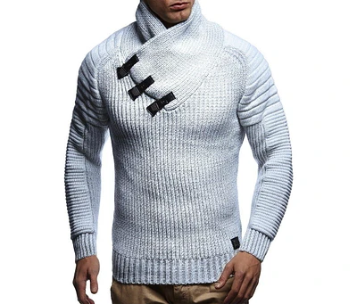 Leif Nelson Men's Knitted Pullover LN5225 size Xl, Black-Anthracite