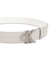 Calvin Klein Men's Plaque-Buckle Ck Logo Belt