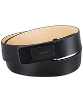 Calvin Klein Men's Ultra-Modern Inlaid Plaque-Buckle Logo Belt