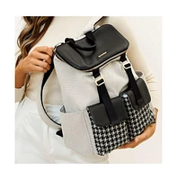 Sunveno White and Black Houndstooth Diaper Backpack