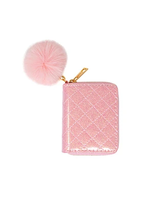 Tiny Treats + Zomi Gems Girls Sparkle Quilted Wallet, Pink Lemonade
