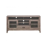 Slickblue Tall Tv Stand with Glass Storage & Drawer