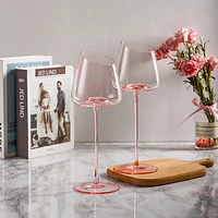 Ventray Home French Style Pink Crystal Burgundy Wine Glasses, Lead-Free Premium Champagne Glasses